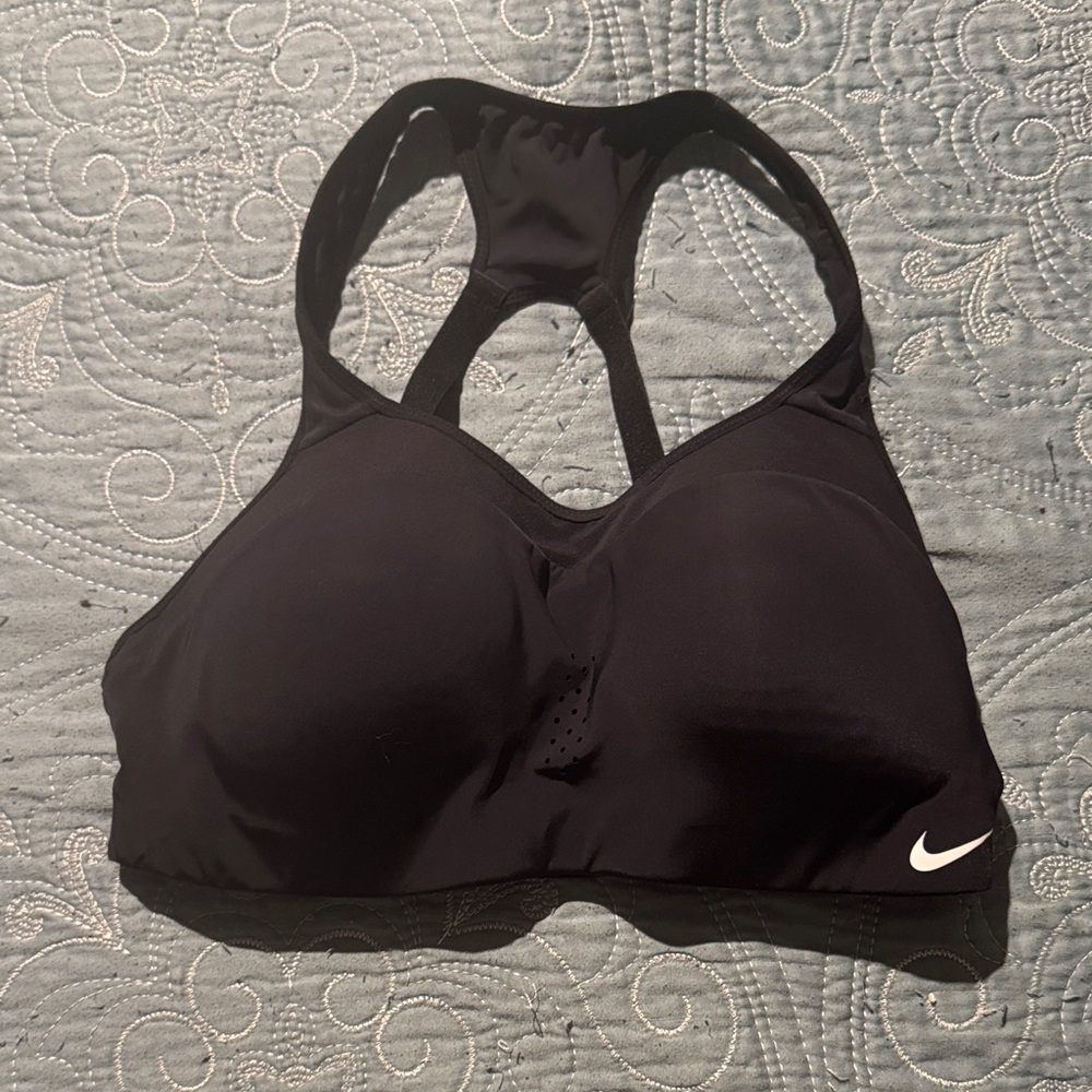 Nike Women's Black Sports Bra with White Logo